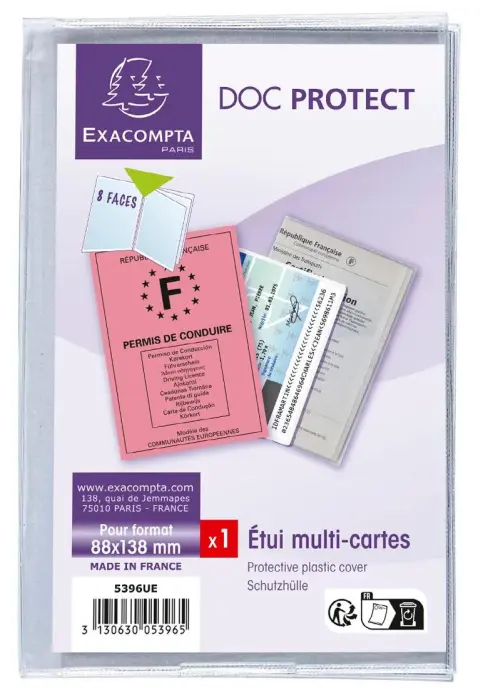 Etui de protection multi-cartes 4 volets PVC lisse 20/100e - Cristal