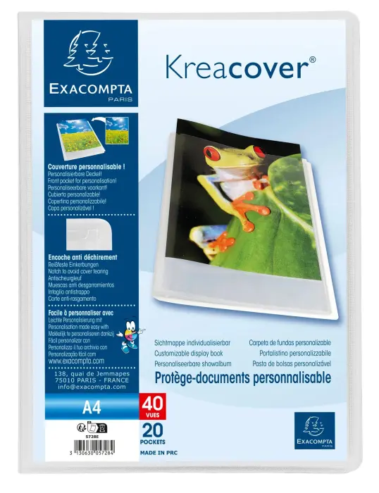 Protège-documents en polypropylène semi rigide Kreacover® Chromaline 40 vues - A4 - Incolore