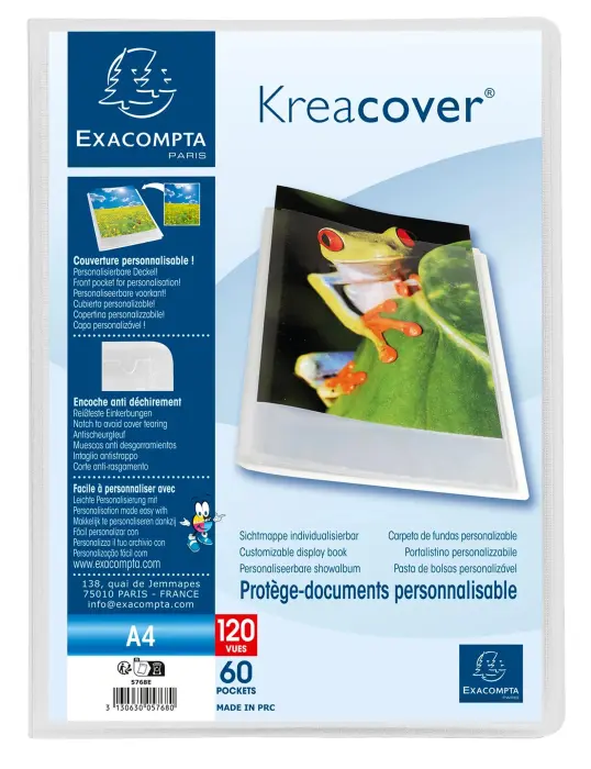 Protège-documents en polypropylène semi rigide Kreacover® Chromaline 120 vues - A4 - Incolore