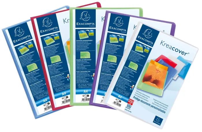 Protège-documents en polypropylène semi-rigide KreaCover® Chromaline 200 vues - A4 - Couleurs assorties