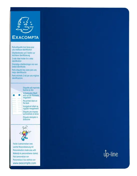 Protège-documents en polypropylène rigide avec porte étiquette 3 faces Up Line Opaque 80 vues - A4 - Bleu