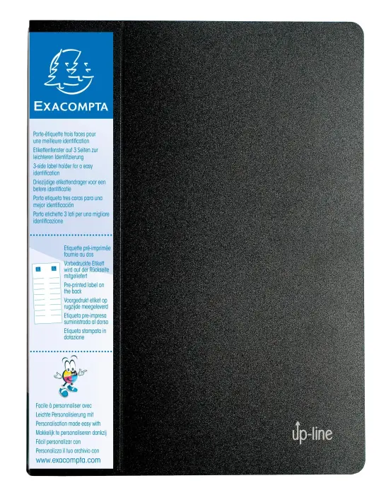 Protège-documents en polypropylène rigide avec porte étiquette 3 faces Up Line Opaque 20 vues - A4 - Noir