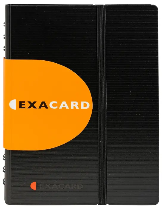 Porte cartes de visite à pochettes détachables Exacard 120 cartes Exactive® - 20x14,5cm - Noir