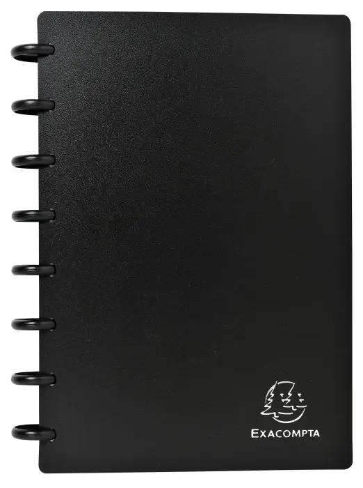Porte-cartes de visite à anneaux et pochettes détaclables A5 - Noir