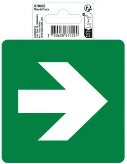 Panneau PVC adhésif antidérapant Flèche 10cm - Vert - New