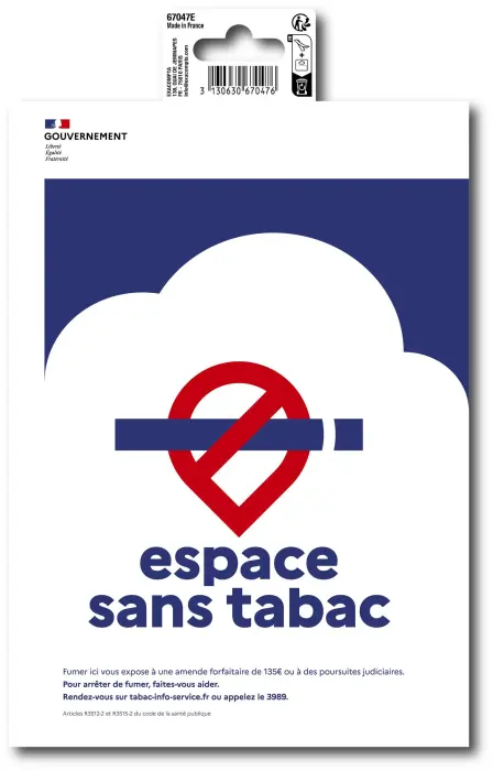 Panneau PVC adhésif Espace sans tabac A5 - Rouge - New