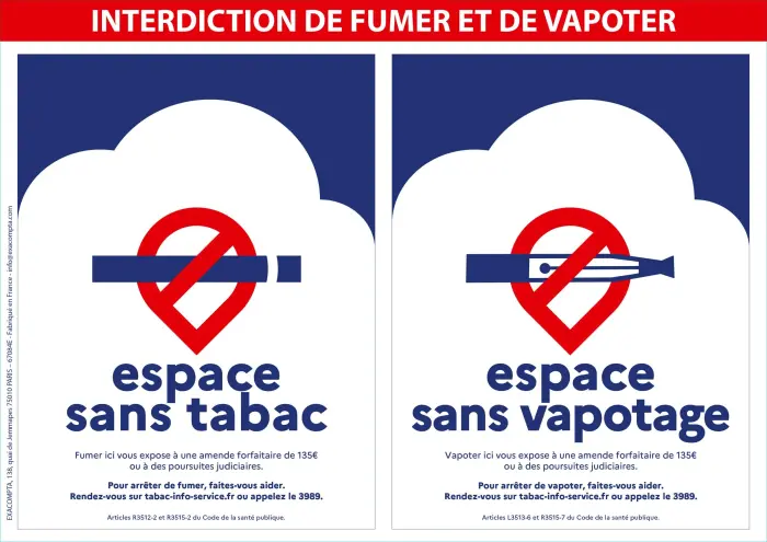 Panneau PVC adhésif Espace sans tabac ni vapotage A4 - New