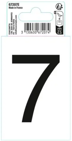 Autocollant PVC adhésif antidérapant chiffre 7 - Noir - New