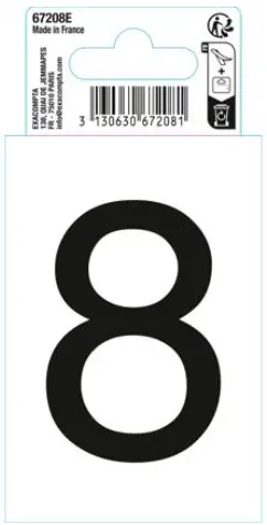 Autocollant PVC adhésif antidérapant chiffre 8 - Noir - New