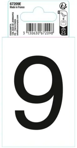 Autocollant PVC adhésif antidérapant chiffre 9 - Noir - New