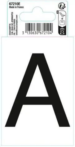Autocollant PVC adhésif antidérapant lettre A - Noir - New