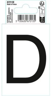 Autocollant PVC adhésif antidérapant lettre D - Noir - New