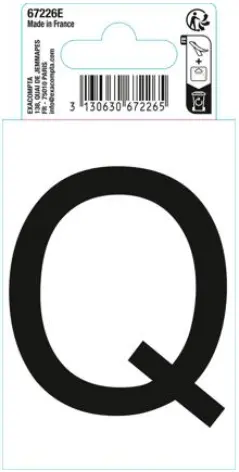 Autocollant PVC adhésif antidérapant lettre Q - Noir - New