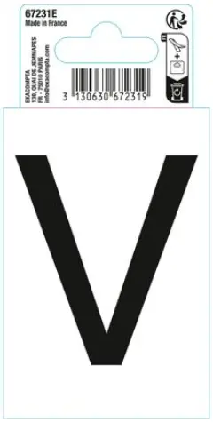 Autocollant PVC adhésif antidérapant lettre V - Noir - New