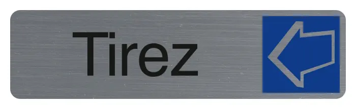 Plaque adhésive imitation aluminium Tirez 16,5X4,4 cm - Gris