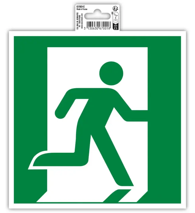 Panneau PVC adhésif antidérapant évacuation droite 20x20 cm - Vert
