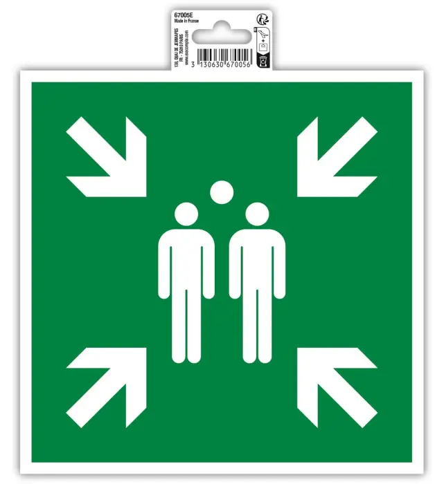 Panneau PVC adhésif Point de rassemblement 20x20 cm - Vert