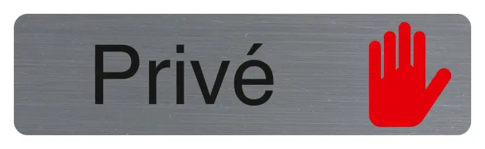 Plaque adhésive imitation aluminium Privé 16,5X4,4 cm - Gris