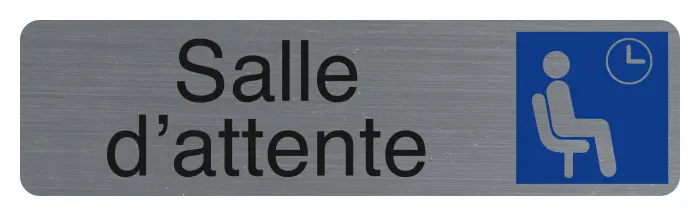 Plaque adhésive imitation aluminium Salle d'attente 16,5X4,4 cm - Gris