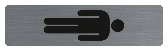 Plaque adhésive imitation aluminium Homme 16,5X4,4 cm - Gris
