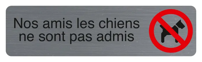 Plaque adhésive imitation aluminium Nos amis les chiens 16,5X4,4 cm - Gris
