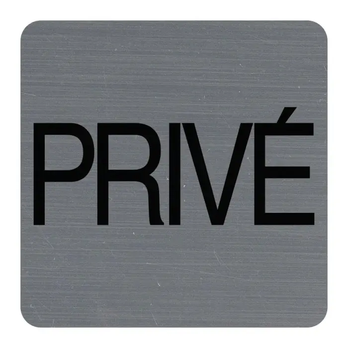 Plaque adhésive imitation aluminium Privé 7,5x7,5 cm - Gris