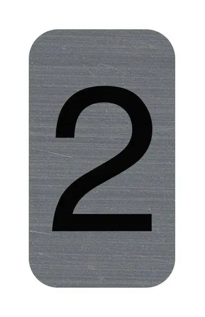 Plaque adhésive imitation Aluminium Chiffre 2 2,5x4,4 cm - Gris