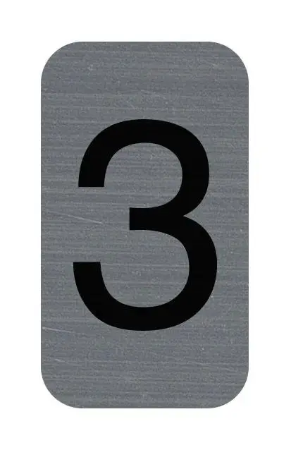 Plaque adhésive imitation Aluminium Chiffre 3 2,5x4,4 cm - Gris