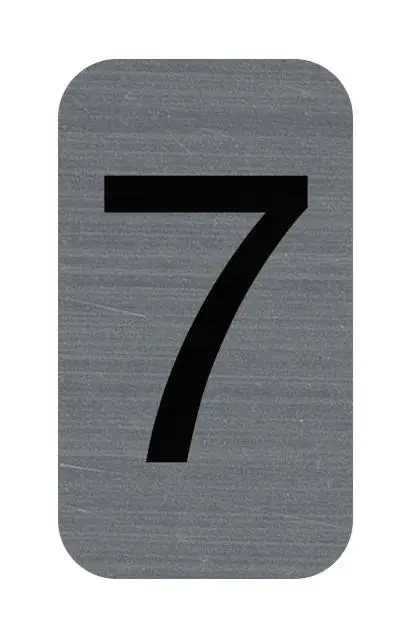 Plaque adhésive imitation Aluminium Chiffre 7 2,5x4,4 cm - Gris