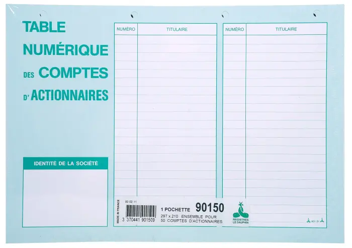 Pochette 297X210 Ensemble compte d'actionnaires 50 feuillets - Autre