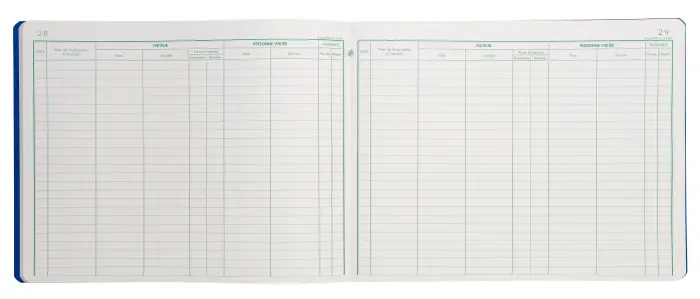 Registre 25x32cm - Registre des visites 25 lignes 80 pages - Couleurs assorties