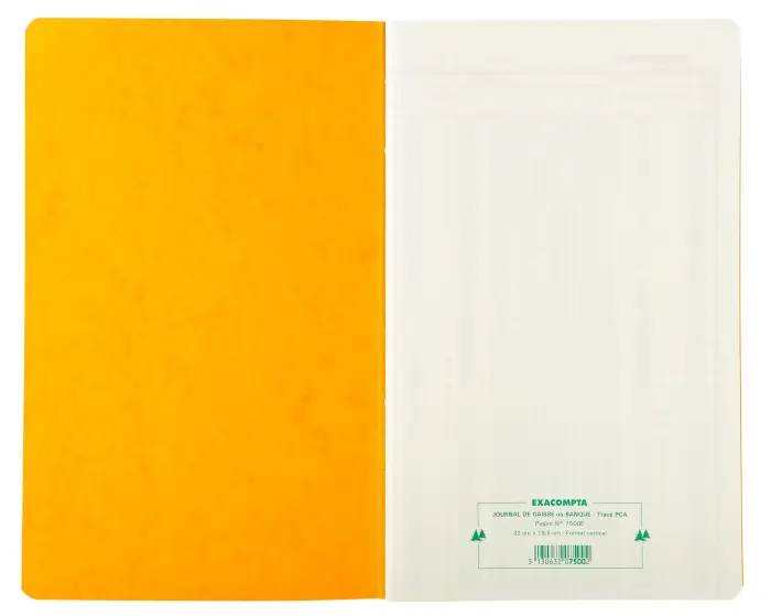 Piqûre 32x19,5cm Journal de caisse ou banque 5 débits - 5 crédits 31 lignes 80 pages - Couleurs assorties