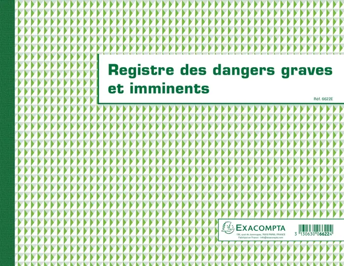 Piqûre 24x32cm - Registre des dangers graves et imminents - 20 pages