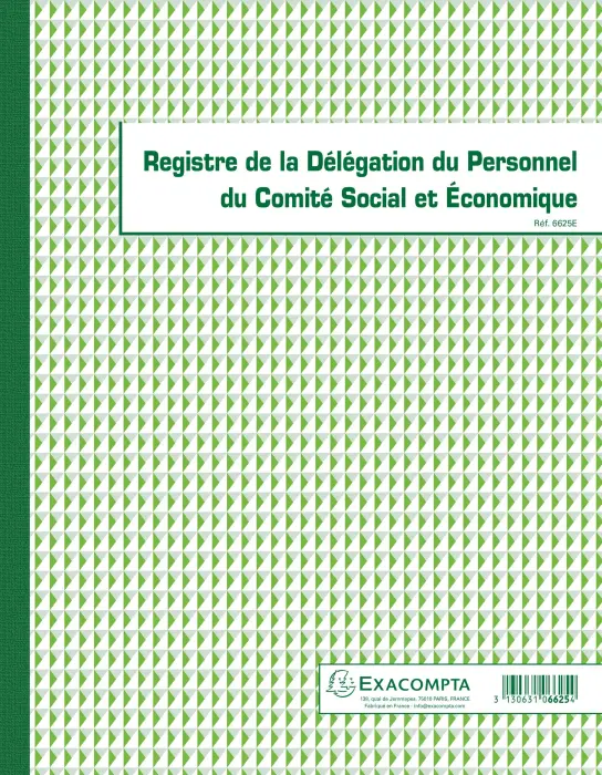 Piqûre 32x24CM - Registre de la délégation du personnel du CSE - 30 pages