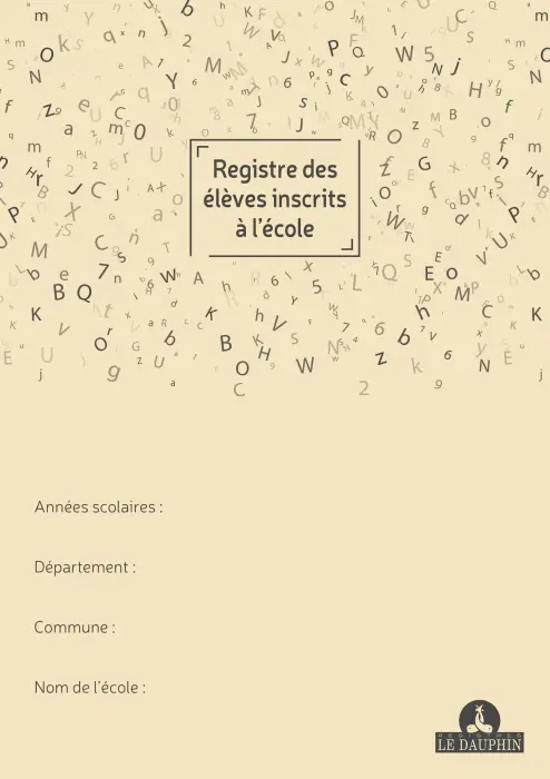 Registre des élèves inscrits à l'école, 297X210, 377 noms, 56 pages - Couleurs assorties