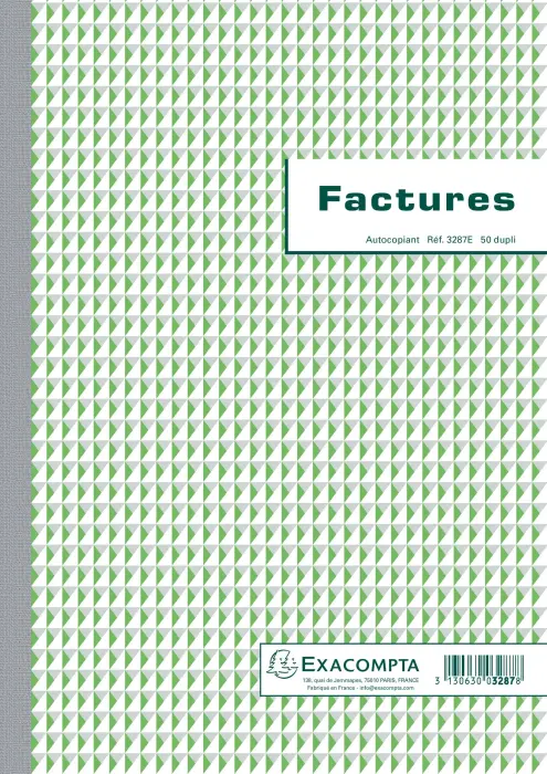Manifold Factures avec mention TVA 29,7x21cm 50 feuillets dupli autocopiants