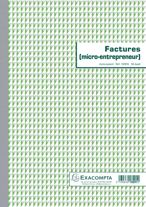 Manifold Factures micro-entrepreneur 29,7x21cm 50 feuillets dupli autocopiants