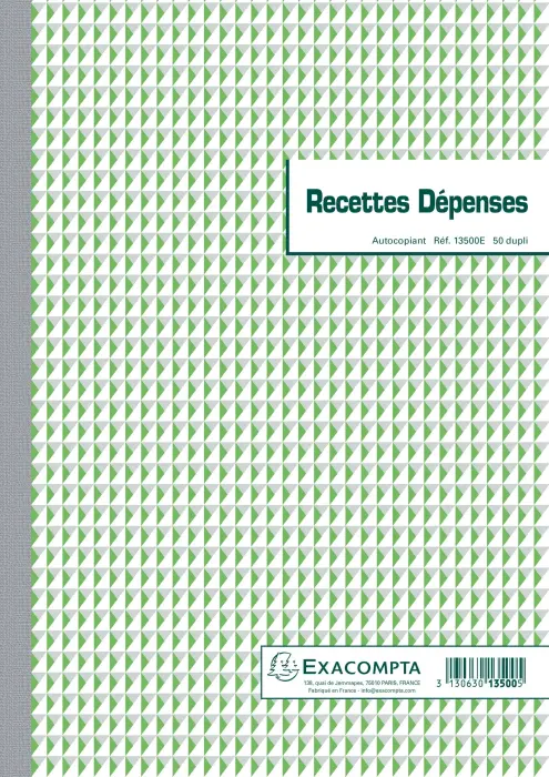 Manifold Recettes dépenses 29,7x21cm 50 feuillets dupli autocopiants
