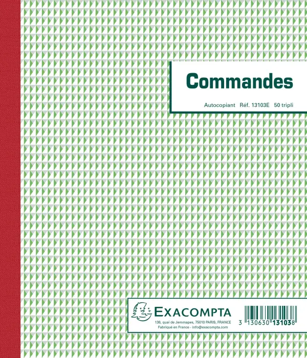 Manifold commandes 21x18cm 50 feuillets tripli autocopiants