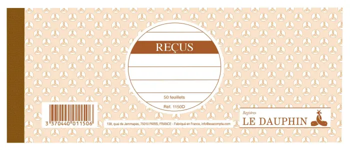 Carnet à souche 89X210 Recus 50 feuillets - Avoine