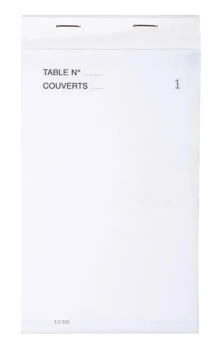 Bloc Maître d'Hôtel 50 feuillets autocopiants numérotés en tripli - Format 9,5x17 cm - Blanc
