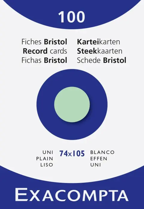 Étui de 100 fiches - bristol uni non perforé 74x105mm - Vert