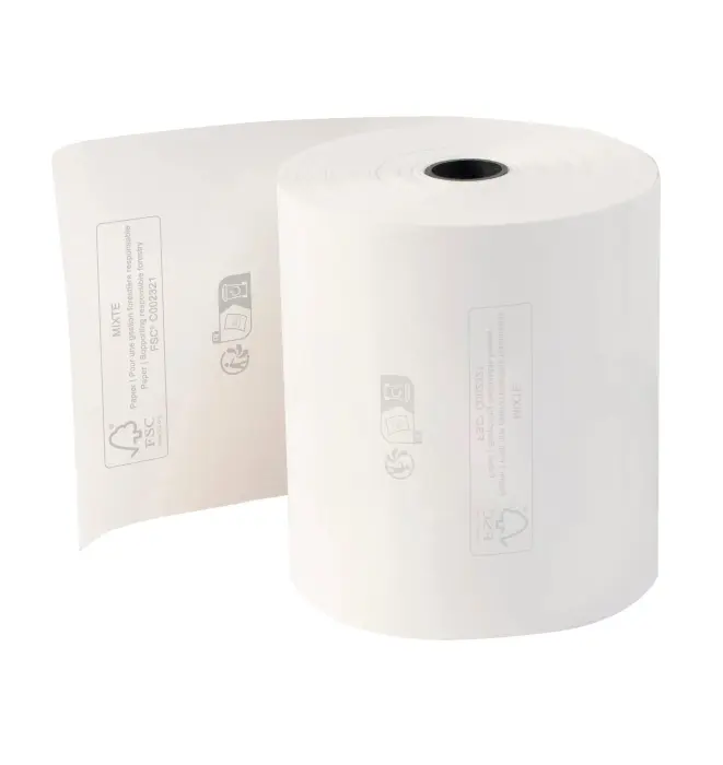 Bobine pour tickets de caisse 80x72- 76m - 1 pli thermique 48m2 sans Phenol - Blanc