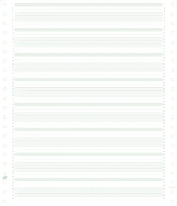 "2000 feuilles de listing zoné vert 240x11"" 1pli Bandes Caroll Non Détachables 60g" - Vert