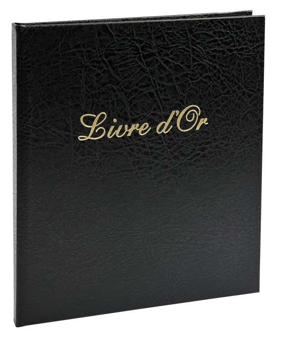 Livre d'or Balacron avec titre 140 pages blanches - 21x19 cm vertical - Noir
