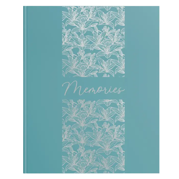 Livre d'or 100 pages tranche argent Titane - Turquoise