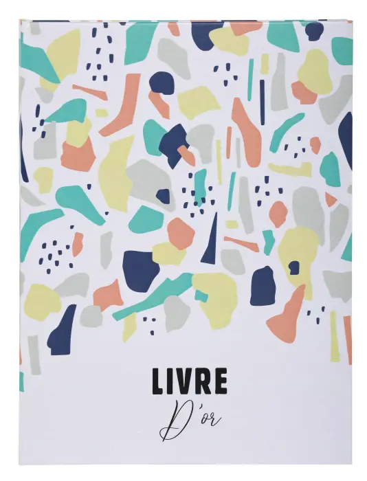 Livre d'or 100 pages tranche blanche - Format 27x22cm - TERRAZZO - Visuel - PROMO
