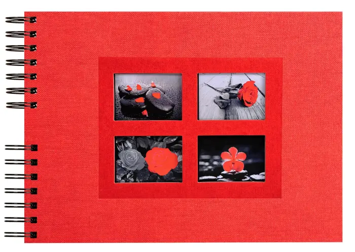 Album photos à spirales 50 pages noires Passion - 32x22 cm - Rouge