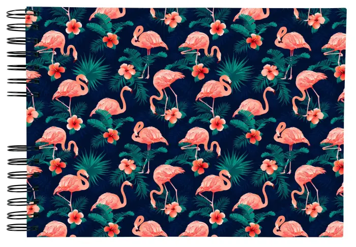 Album photo à spirales 50 pages blanches Flamingo - Bleu nuit - PROMO