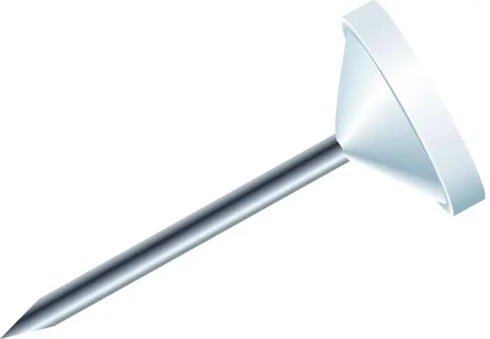 Boîte de 100 épingles à tête plate unie - Hauteur de pointe 8mm - 5mm de diamètre - Blanc